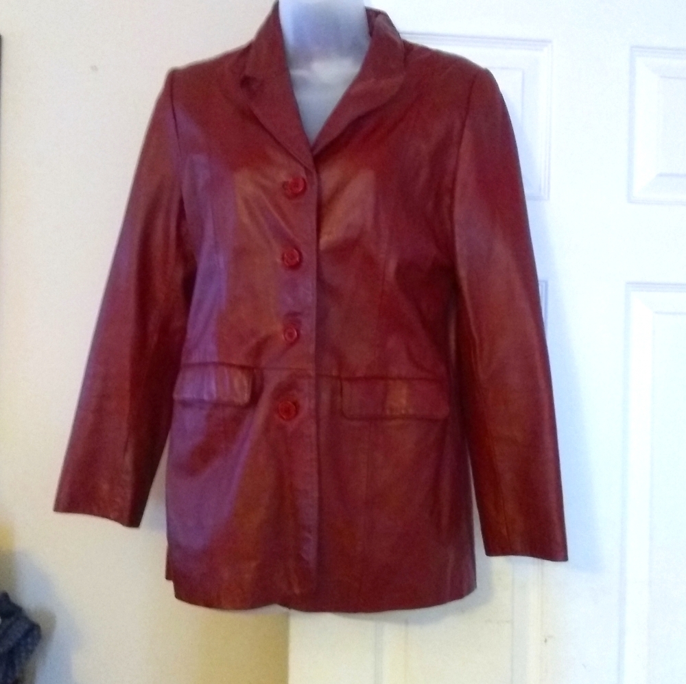 Burgundy genuine leather jacket